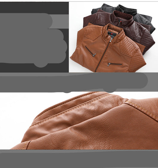Chaqueta de Cuero PU con Forro de Terciopelo para Hombre Talla Grande - Image 2