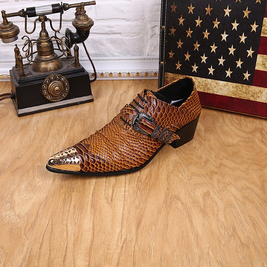Zapatos de Cuero Estilo Británico con Estampado Serpiente - Modelo Bajo - Image 2