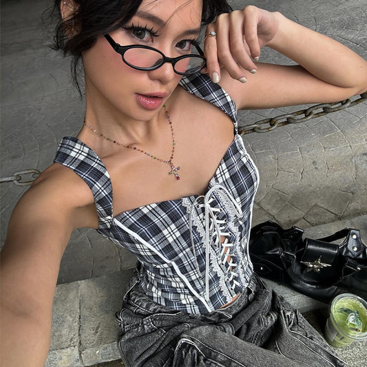 Blusa de Tirantes Vintage Rayas Americanas - Diseño Elegante y Temperamental - Image 2