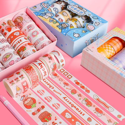 Set de Stickers Decorativos Kawaii y Cinta Adhesiva para Diarios
