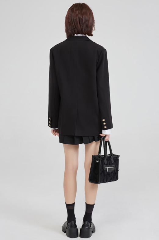 Blazer Negro Mujer Diseño Exclusivo Otoño Corte Holgado - Image 2