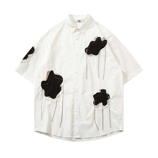 Camisa de Manga Corta con Cuello Fruncido para Hombre - Image 2