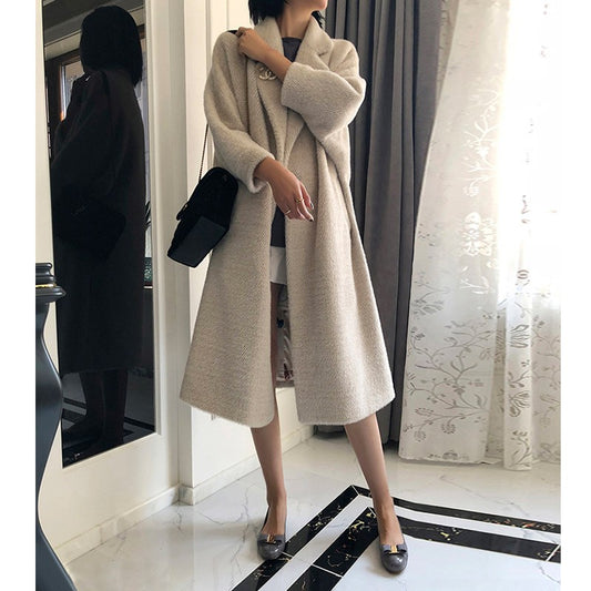 Abrigo Largo de Visón Lanudo Suelto para Invierno - Image 2