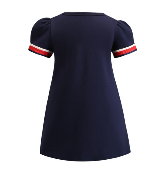Vestido Infantil con Cuello Solapa y Moño - Image 2