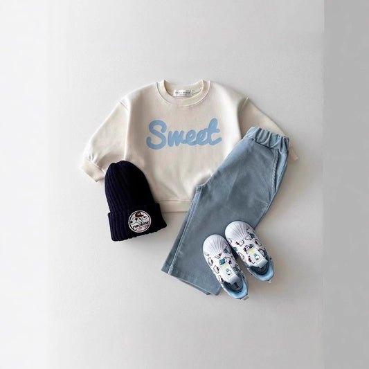 Sudadera Infantil con Estampado de Letras - Cuello Redondo Versátil - Image 2