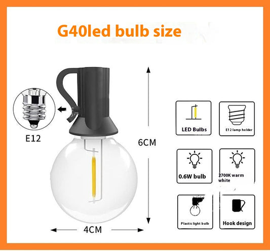 Guirnalda de Luces LED G40 Impermeable para Exteriores - Iluminación Festiva - Image 2