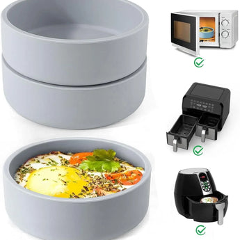 Air Fryer Egg Mold,Silicone Air Fryer Egg Pan,Individual&Reusable Air Fryer Accessories, Egg Egg Poachers for Microwave,Bpa Free,Dishwasher Safe,3Pcs-Gray - Tekeno