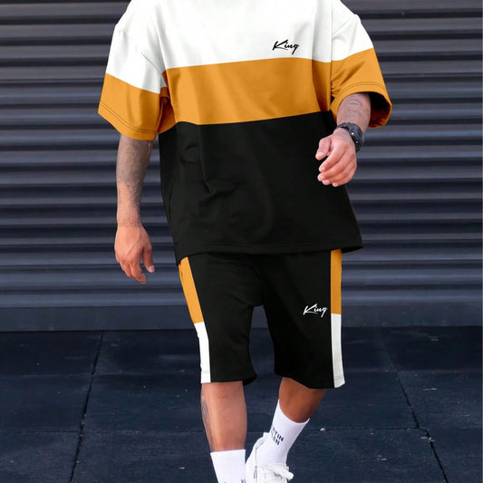 Conjunto Deportivo Bloques de Color con Manga Corta y Shorts - Image 2