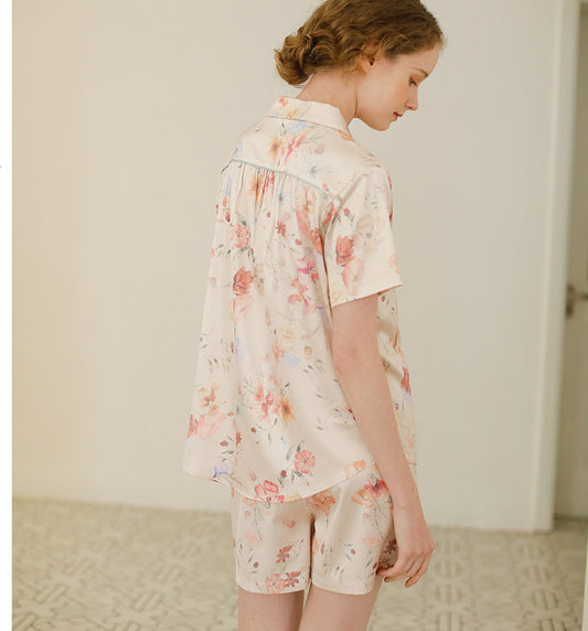 Pijama Corto Floral para Casa - Conjunto de Blusa y Shorts - Image 2