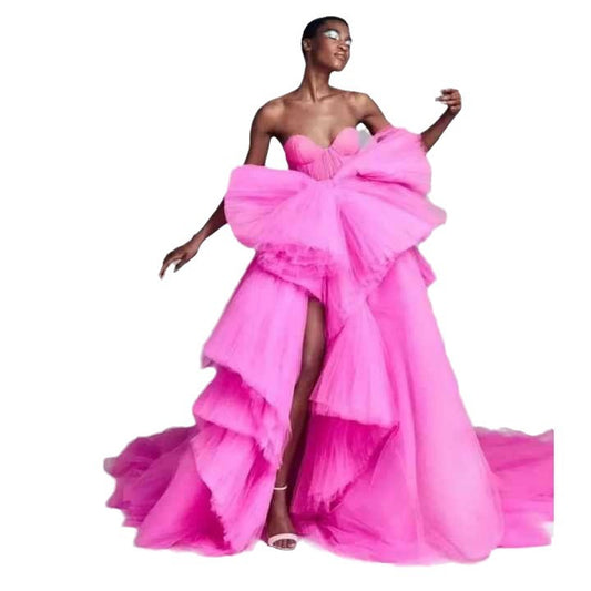 Vestido de Noche Elegante con Malla 3D y Abertura Alta - Image 2