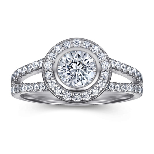 Anillo de Bodas con Diamantes en Línea Cuadrada Clásico - Image 2