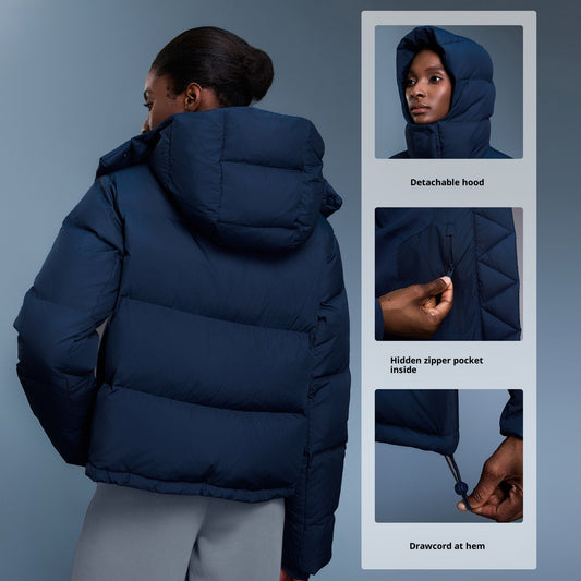 Abrigo de Plumas de Pato Blanco Desmontable con Capucha para Mujer - Invierno Cálido y Elegante - Image 2
