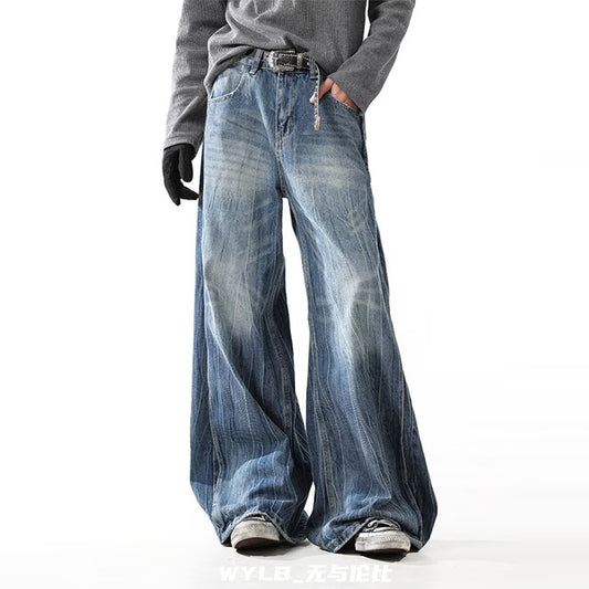 Jeans Hombre Lavado Clásico con Rayas Relámpago - Primavera Otoño - Image 2