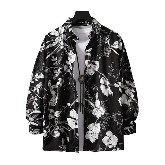 Camisa Floral Manga Larga Hombre - Estilo Casual Holgado Tendencia - Image 2