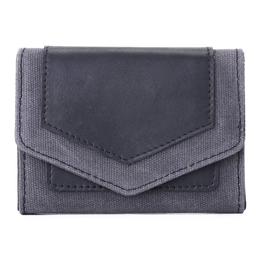 Cartera Minimalista de Cuero Vegetal y Lona Encerada - Image 2