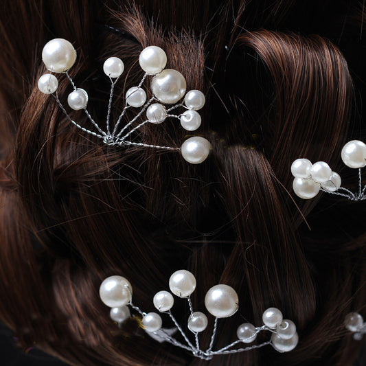 Pasador de Perla con Flor Disco para Peinado de Boda - Image 2