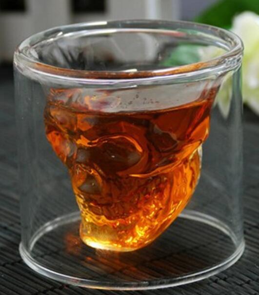 Vaso de Cristal Doble Transparente con Diseño Calavera - Image 2