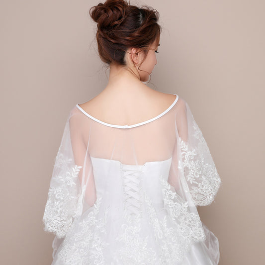 Vestido de Novia Elegante con Chal de Encaje - Cobertura Discreta y Sofisticada - Image 2
