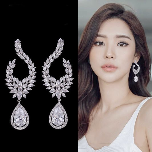 Aretes Largos de Plata Esterlina 925 con Diamantes Completos - Image 2