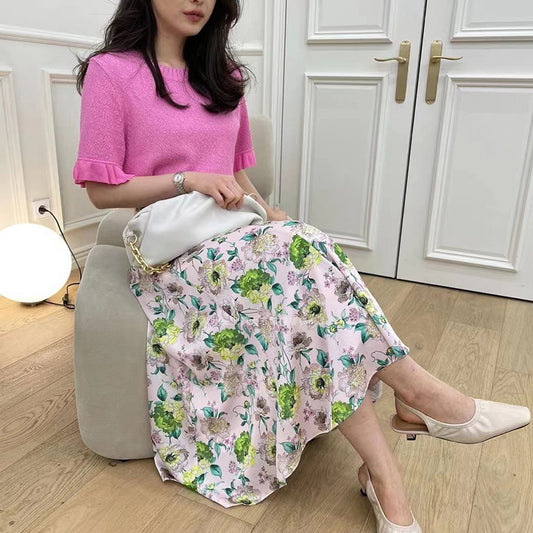 Falda Elegante de Gasa Floral con Temperamento Suave - Image 2