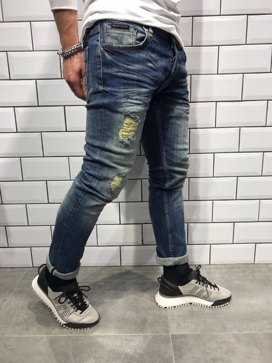 Jeans Ajustados con Rotos en Tobillo - Estilo Europeo Moderno - Image 2