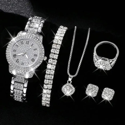 Conjunto de 5 Relojes de Moda para Mujer con Diamantes y Cuarzo Romano - Image 2