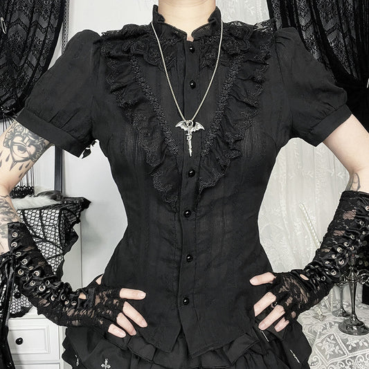 Camisa Jacquard Texturizada Estilo Gótico Oscuro Slim Versátil - Image 2