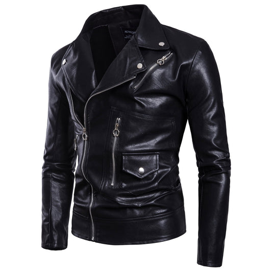 Chaqueta de Cuero para Motociclista con Múltiples Cierres - Image 2