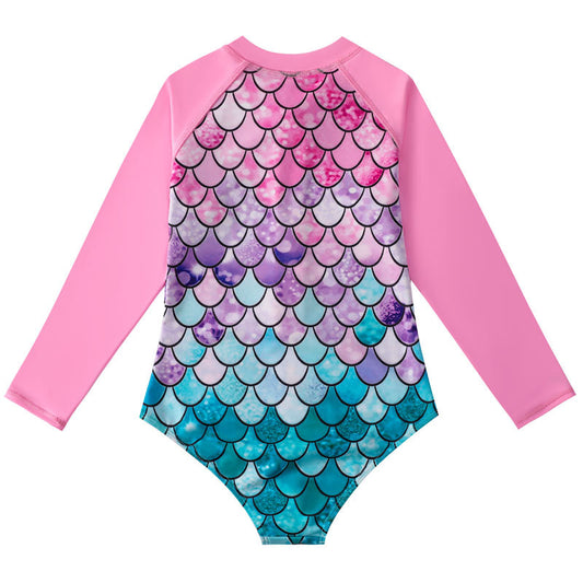 Traje de Baño Sirena Infantil de Manga Larga con Escamas - Image 2