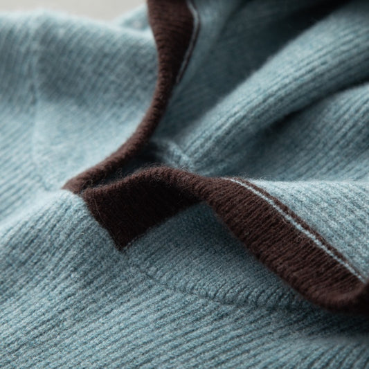Suéter de Cachemira Holgado con Agujas Contraste para Hombre - Image 2