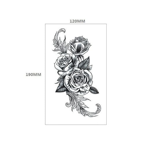 Tatuaje Temporal Floral Impermeable Rosa Negra - Diseño Totem Personalizable - Image 2