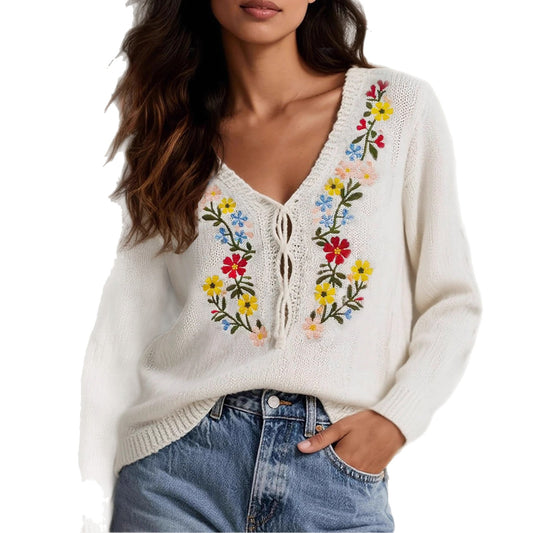 Blusa Floral Artesanal Retro Versátil - Image 2