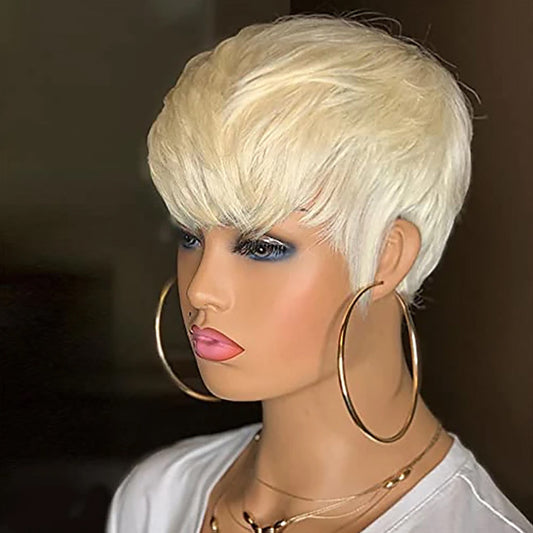 Peluca Sintética Rubia Corta Estilo Pixie para Mujer - Image 2