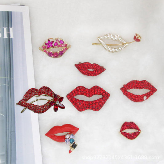Broche Labios Rojos Tentación - Accesorio de Temperamento para Traje y Vestido - Image 2