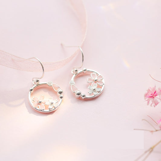 Aretes de Plata Pura Flor de Cerezo - Diseño Coreano Elegante y Minimalista - Image 2