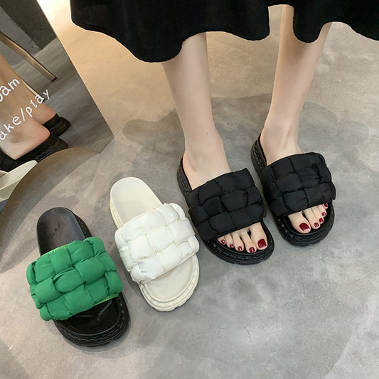 Pantuflas Tejidas de Suela Gruesa para Mujer - Comodidad de Verano - Image 2