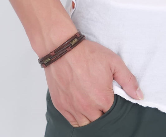 Pulsera de Cuero Trenzado Estilo Vintage para Hombre - Image 2