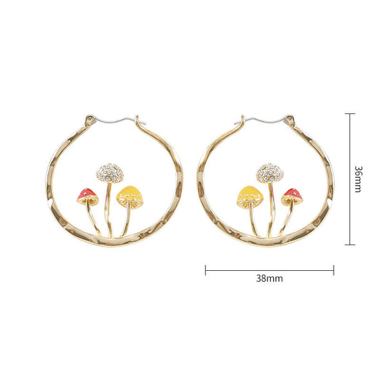 Aretes Colgantes Tres Hongos Dorados para Mujer - Diseño Trendy y Dulce - Image 2