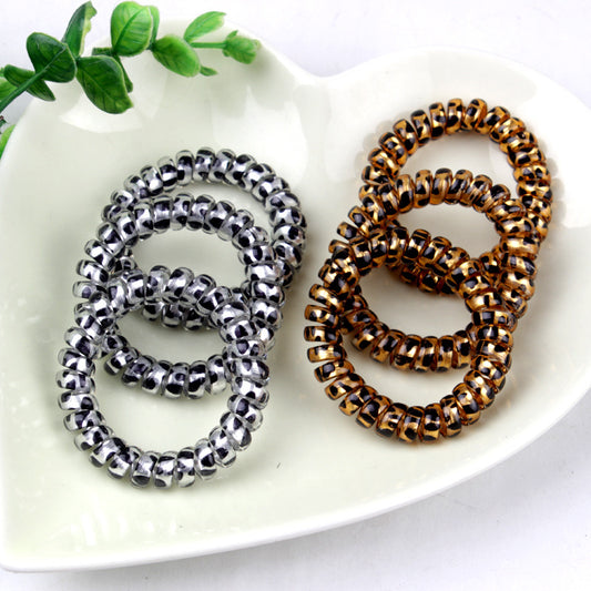 Elástico para Cabello Estampado Leopardo con Cordón Telefónico - Image 2