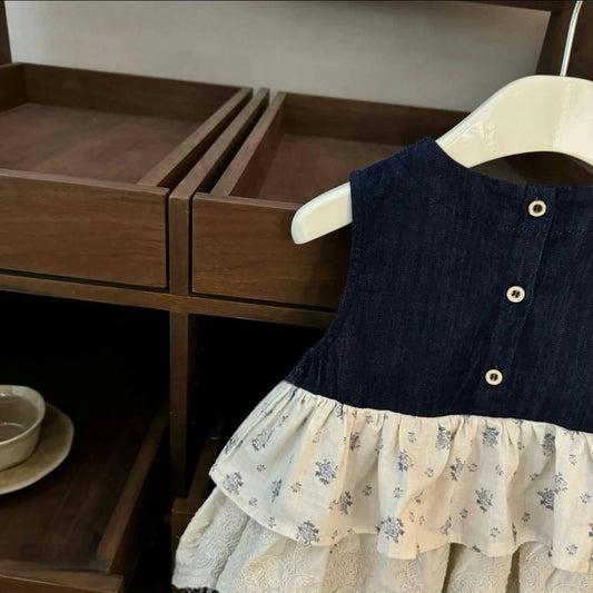 Vestido Bandage Denim con Detalles de Cuadros y Costura Decorativa - Image 2