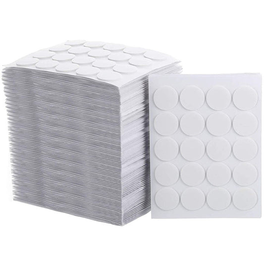 Sheet of 20 round white double-sided adhesive foam stickers for fixing candle wicks or bases. - Image 2
