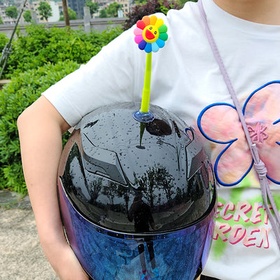 Universal Helmet Sunflower Swivel Decoration with Suction Cup