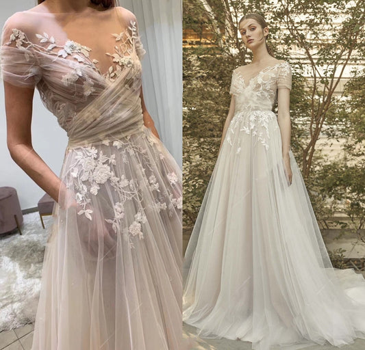 Vestido de Novia de Encaje para Jardín y Bodas al Aire Libre - Image 2