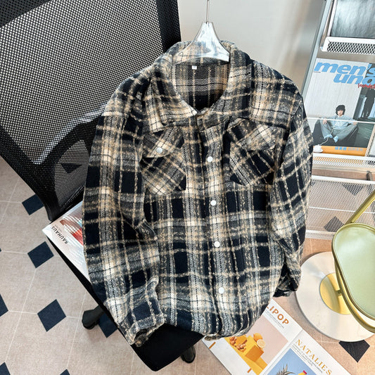 Chaqueta Camisa de Lana a Cuadros con Botones para Hombre - Image 2