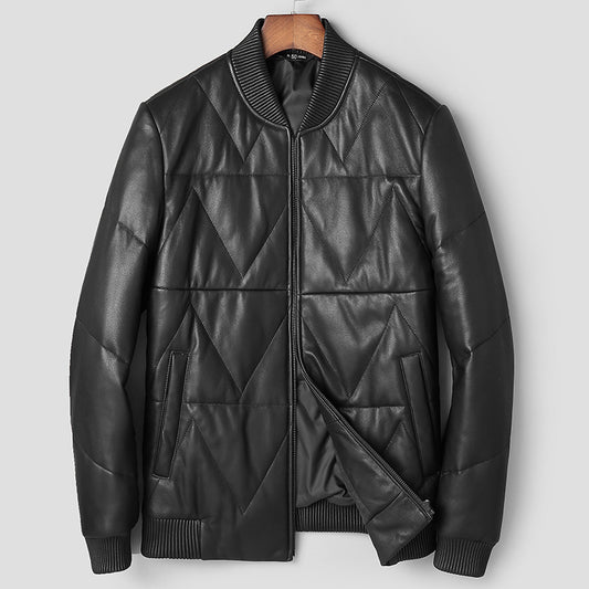 Chaqueta de Cuero con Plumón para Hombre - Estilo Juvenil - Image 2