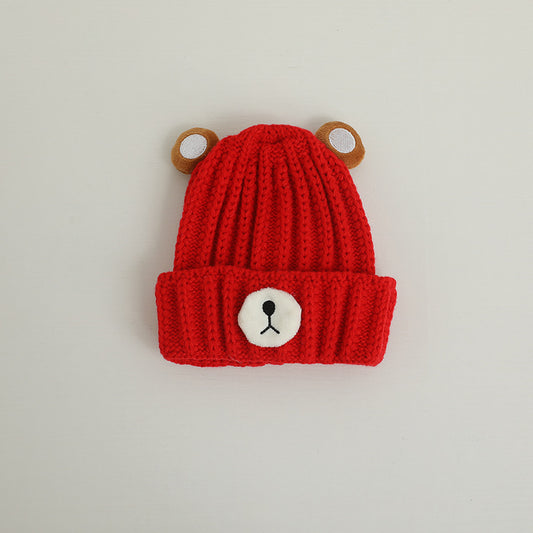 Gorro de Lana Tejido con Diseño de Osito en Colores Pastel - Image 2