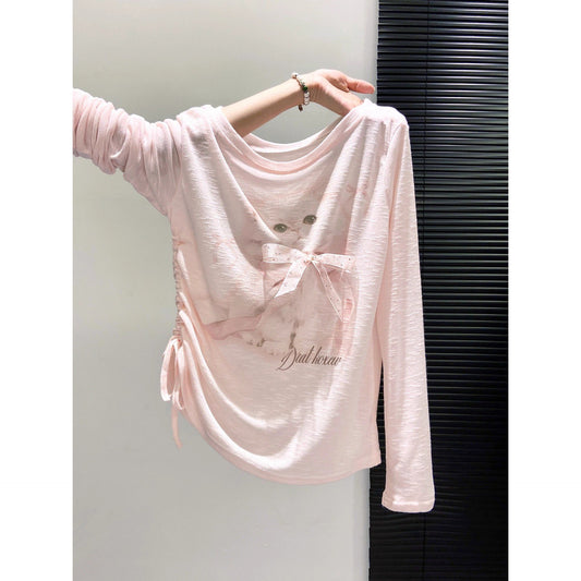 Blusa Manga Larga con Estampado de Gatos para Mujer - Primavera y Otoño - Image 2