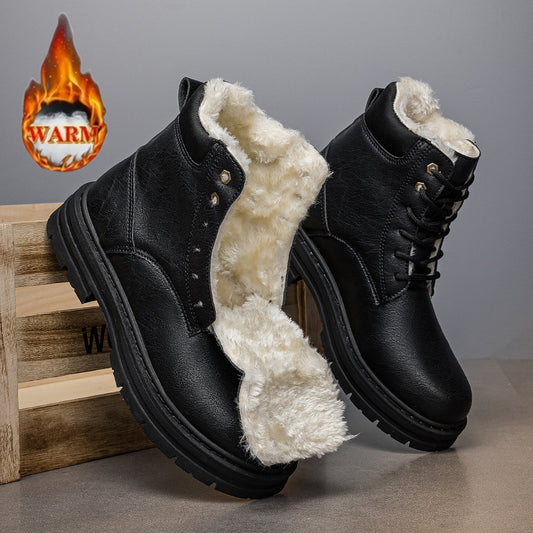 Botas Vaqueras Western para Hombre Invierno Cálidas Suela Gruesa Estilo Retro - Image 2