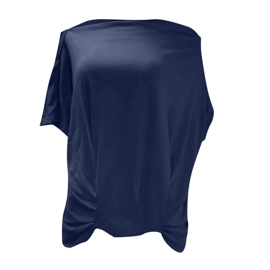 Playera Suelta de Manga Corta con Hombros Asimétricos para Mujer - Image 2