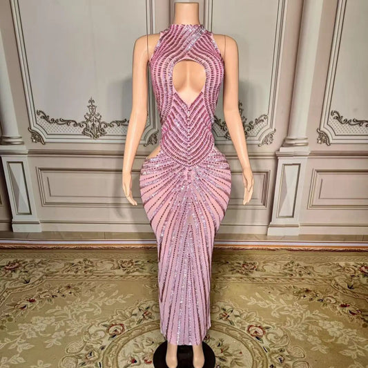 Vestido de Fiesta Transparente con Detalles Calados para Escenario y Noche - Image 2